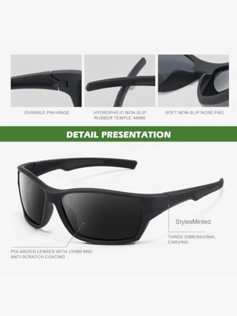 Wrap Around Polarized Sunglasses for Men Women Cycling Running UV Protection